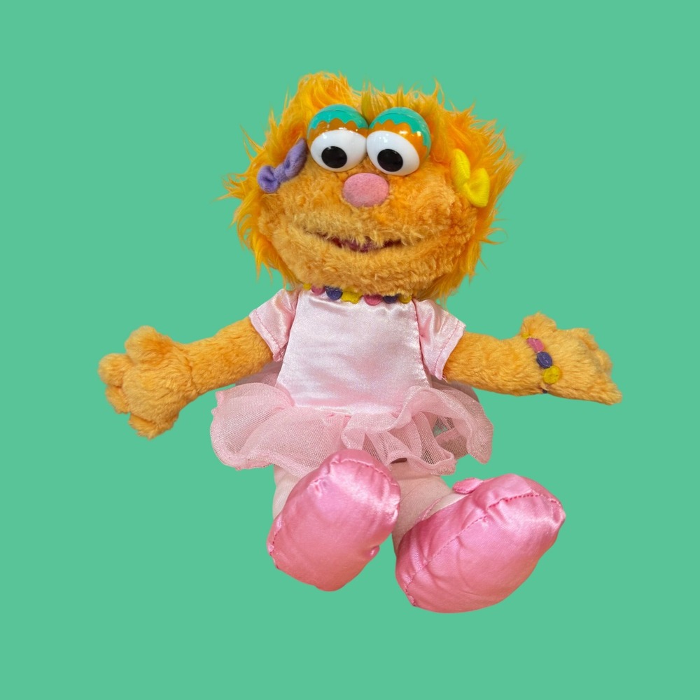 Sesame Street Zoe Ballerina Plush Gund 46212 Orange Monster Pink Tutu 2005 13"